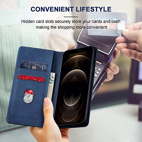Image of Jasonyu Flip Wallet Case for iPhone 12 Pro Max,Blue