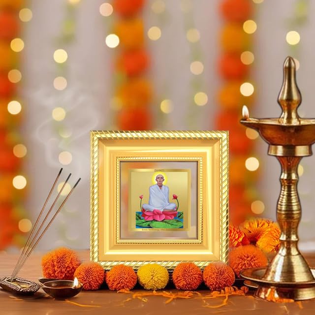 Image of DIVINITI Saint Ram Thakur 24K Gold Plated Foil Tabletop Photo Frame for Home Decor, Puja Room, Luxury Gifting | DG Frame 015 S1A (10x10 CM)