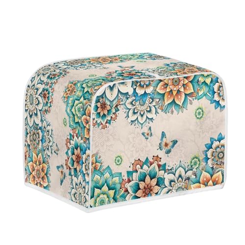 Image of Talayituse Boho Mandala Butterfly Print 2 Slice Toaster Covers Dust Protection Bread Maker Covers Toaster Oven Cloth Cover Kitchen Accessories Washable Appliance Cover with Handle