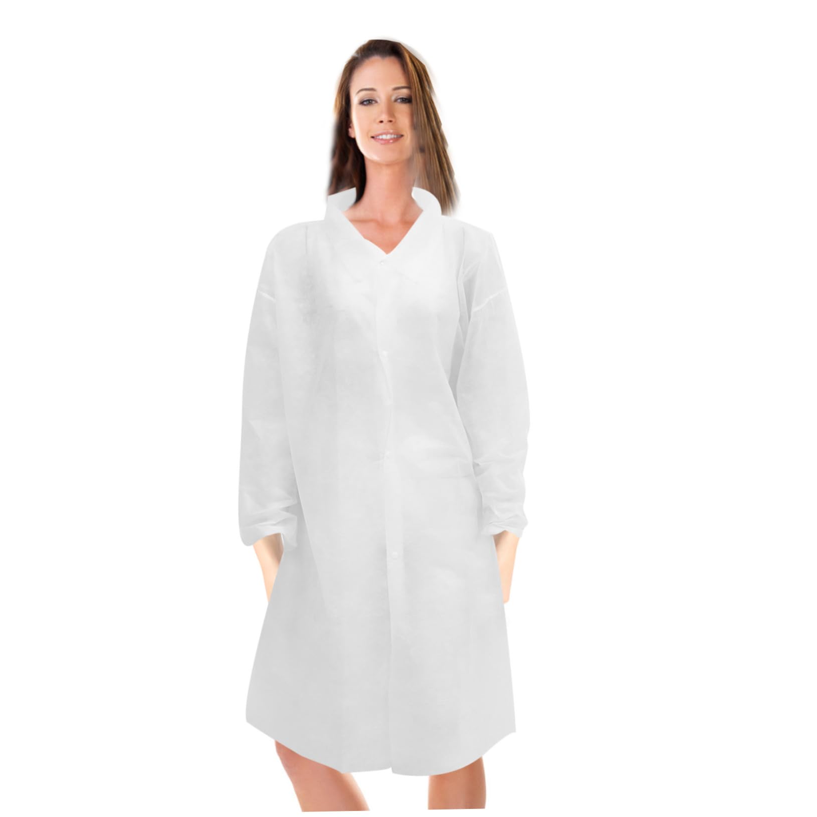 BESPORTBLE Camice da Laboratorio Usa e Getta Bianco 10 Pezzi Non Tessuto Maniche Lunghe Facile da Indossare per Laboratori e Lavorazione Alimentare Stili multipli