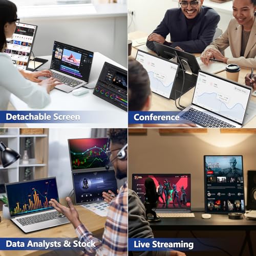 Image of Laptop Screen Extender 2.5K - Updated 16 inch Triple Portable Monitor 2560x1600P QHD 100% sRGB IPS, Plug & Play, Rotation Detachable Screen Compatible with Mac Wins Dex Chrome Fits 13 inch-17 inch Laptops