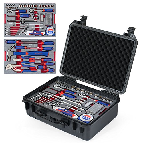 WORKPRO 110-Piece Home Repair Tool Set - Chrome-vanadium, Packed in Waterproof Case for DIY, Auto and Home Maintenance, W009043A, Black