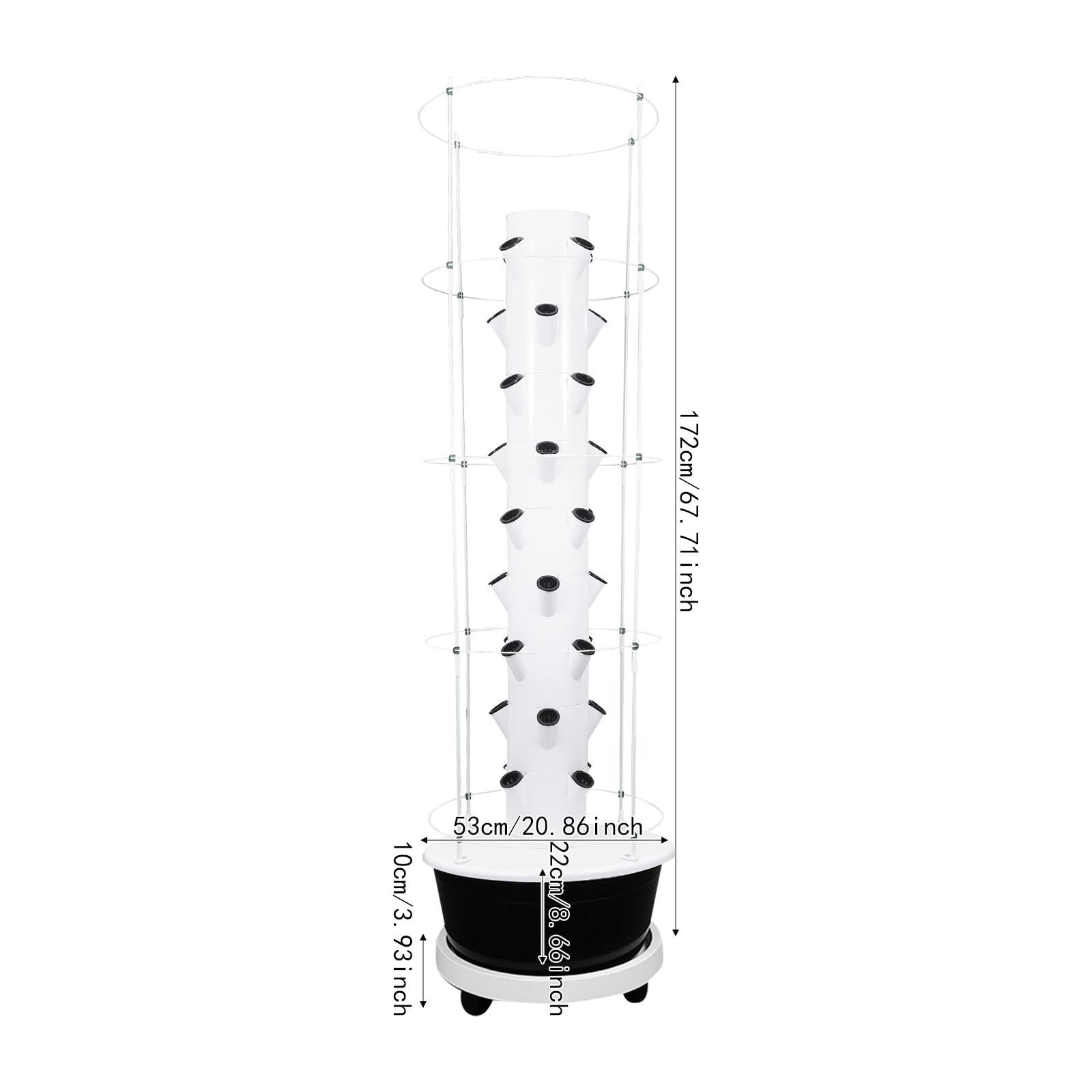 Hydroponic Tower Garden Kit de culture de jardin 36 trous avec cadre de support d'escalade, pompe submersible et minuterie pour fleurs, légumes, légumes à feuilles, herbes (réservoir d'eau