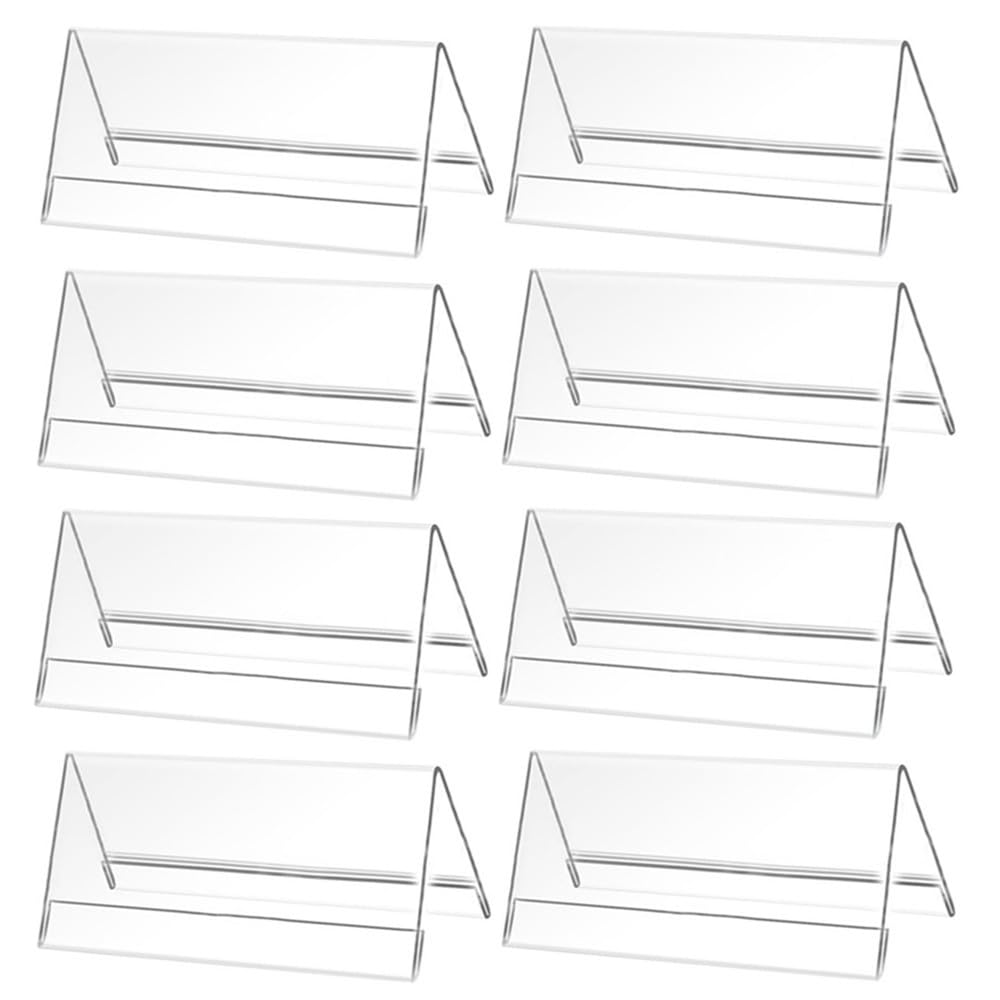 8 Pezzi Porta Avvisi da Tavolo, 20x8cm Porta Etichette in Acrilico Trasparente, Porta Avvisi da Tavolo, per Porta Menu Ristorante, Volantini, Cornice per Foto ed Espositore Poster