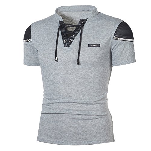 Camisetas Hombre Manga Corta Moda Camisas Personalidad Casual para Hombre Slim Patchwork Camiseta de Manga Corta Top Blusa Slim Fit