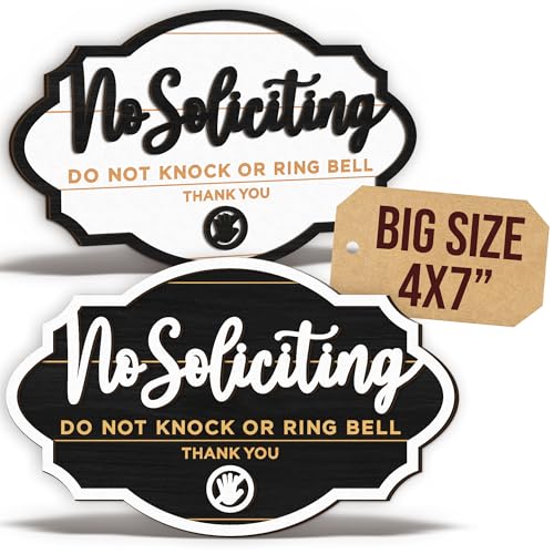 Image of Woodamore No Soliciting Sign For House Door - 2 Pack Do Not Knock Or Ring Doorbell Signs For Front Door Hanging, No Soliciting Signs For Home, No Solicitors Sign For Office
