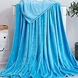 Fleece Blanket Blue Lightweight Super Soft Throw Warm Fuzzy Plush Cozy Luxury Bed Travel Blanket,71"x79"