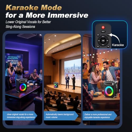 Image of Karaoke Machine with 3 Zero Delay Mics for Adults, Karaoke Set for Parties