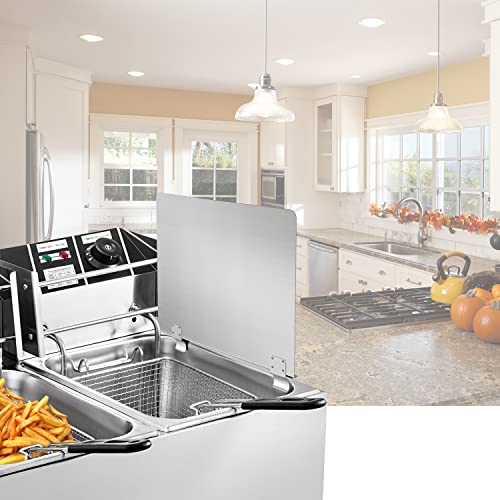 SDSNTE Stainless Steel Commercial Deep Fryer Splash Guard 20-1/2\" W X 18\" H Side Splash Universal fit clips stop oil from splattering, Pack of 1 - Thumbnail 6