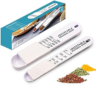 Adjustable Multi-Function Kitchen Measuring Spoon Set, 2pcs Scale Spoon Measuring Spoon, Sugar Salt Powder Spice Powder Tea Gram, Baking Cooking Quantitative Spoon, Accessory Tool Gadget (Black)