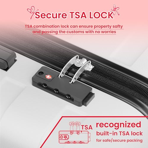 Image of AnyZip Luggage PC ABS Hardside Lightweight Suitcase with 4 Universal Wheels TSA Lock 20 24 28 Inch, White, 3 piece set (20 /24 /28), Fashion