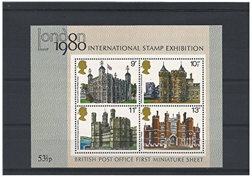 Post Office britannico primo foglio di francobolli in miniatura - Londra 1980 Mostra internazionale di bollo SGMS1058 / 1980 / MNH / GB