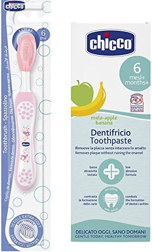 Chicco Brosse A Dents Avec Embout Brosse Rose 6 Mois Tube De Dentifrice Bebe Saveur Pomme Banane Bebe Et Puericulture