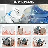 Half Facepiece Respirator with Filters - Respirator Mask with 10Pcs Filter Cottons and Goggles, for Paint, Dust, Formaldehyde, Sanding, Polishing, Woodworking, Organic Vapors, Chemicals (Blue) - Image 6