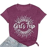Warning Girls Trip in Progress T-Shirt Shirt Vacation Outfits for Women Holiday Shirts Girls Weekend Tee,Purple Tee XL
