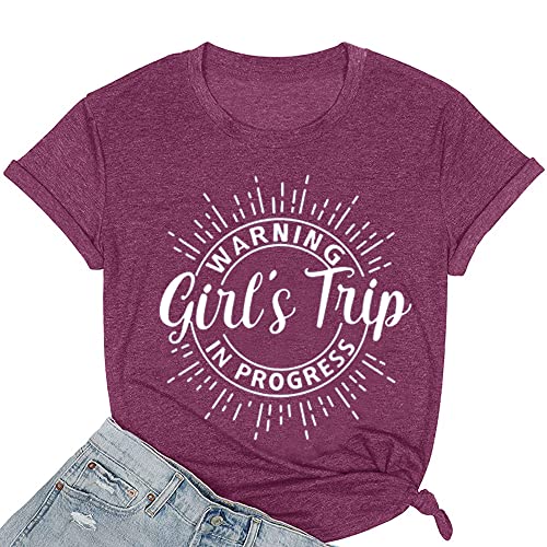 Women Vacation Tank Tops Summer Warning Girls Trip in Progress Shirts Letter Printed Graphic Sleeveless Tee