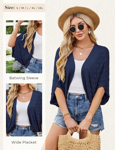Image of GRACE KARIN Summer Cropped Cardigan for Women 2026 Batwing Sleeve Crochet Bolero Shrug Sweaters Lightweight Beach Boho Kimono