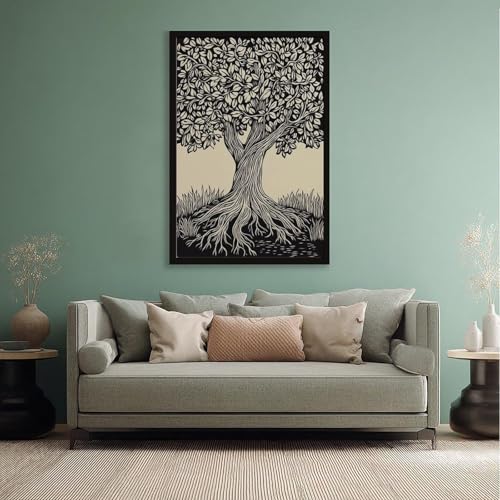 Arbre de vie impression murale minimaliste pour petits espaces