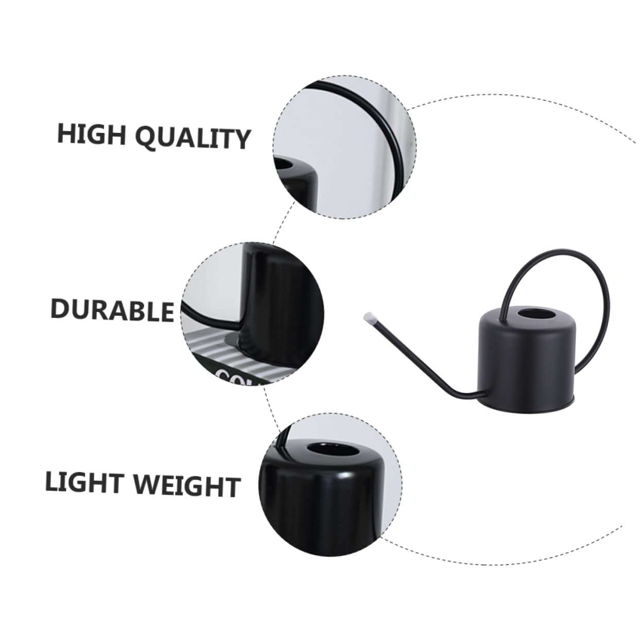 TOYANDONA Regadera de Acero Inoxidable Mango Ergonómico de 1,3l y Superficie Lisa para Riego Interior y Exterior de Plantas