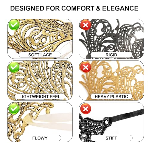 Image of Exlinonline Lace Masquerade Mask Elastic,Fit for Adult,Soft Gentle Material,Specially For Costume,Thememed Party