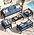Wisteria Lane Aluminum Outdoor Patio Furniture Set, 7 Seats Modern Patio Conversation Sets, Outdoor Sectional Metal Sofa with 5 Inch Cushion and Coffee Table for Garden, Black Frame and Blue Cushion