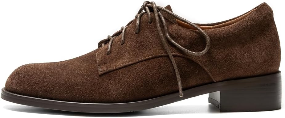 ONEENO Women's Classic Lace-up Suede Oxford - Image 2