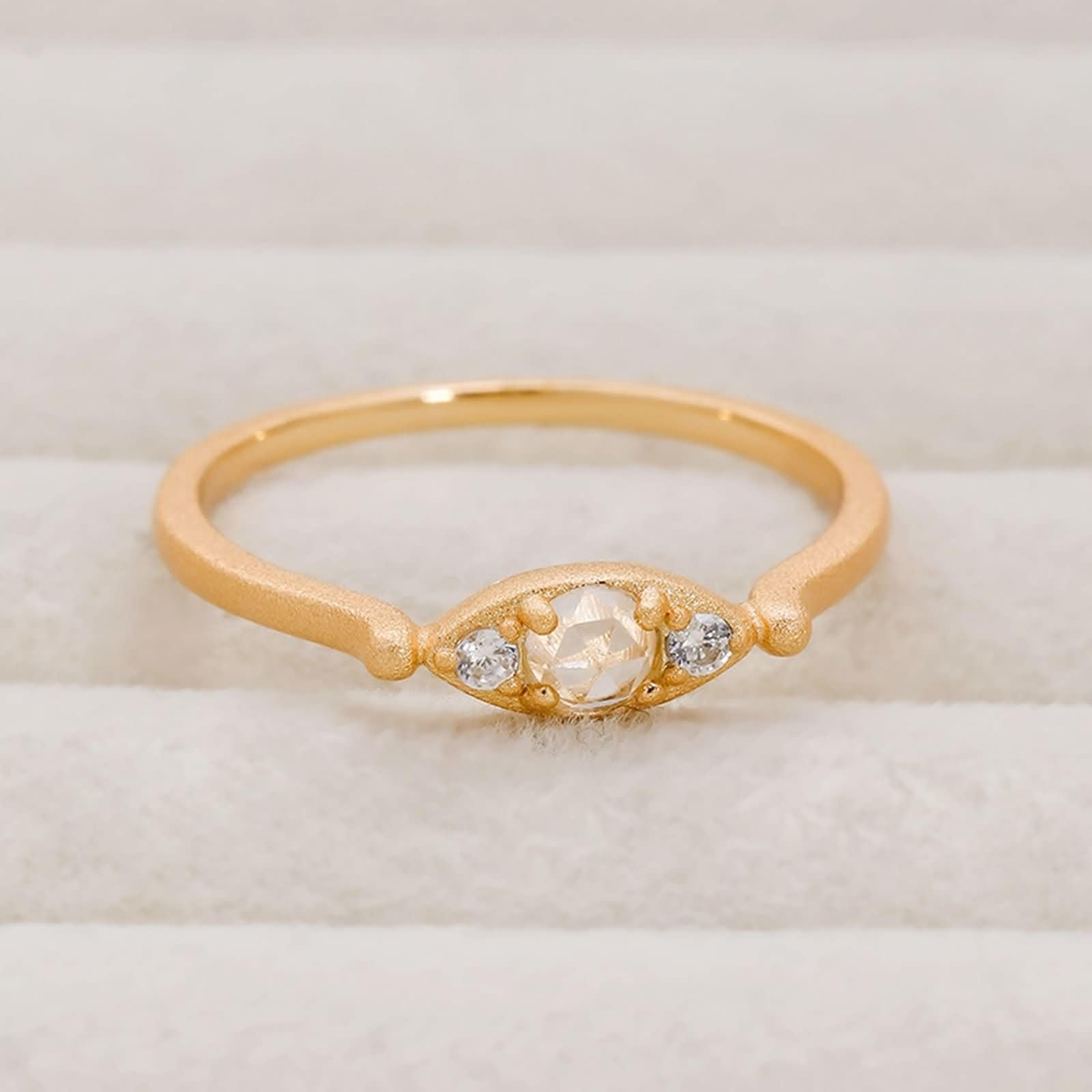Anillo de boda de oro auténtico de 9 K/14 K/18 K con cristal, lágrima