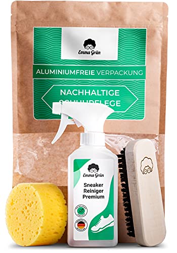 Nachhaltiges Sneaker Reinigungsset, Sneaker Cleaner 250ml inkl. Schuhbürste & Schwamm, Shoe Cleaner für Sneaker & Schuhe, Schuhpflege Set für Schuh Reinigung & Sneaker Pflege Made in Germany Cover