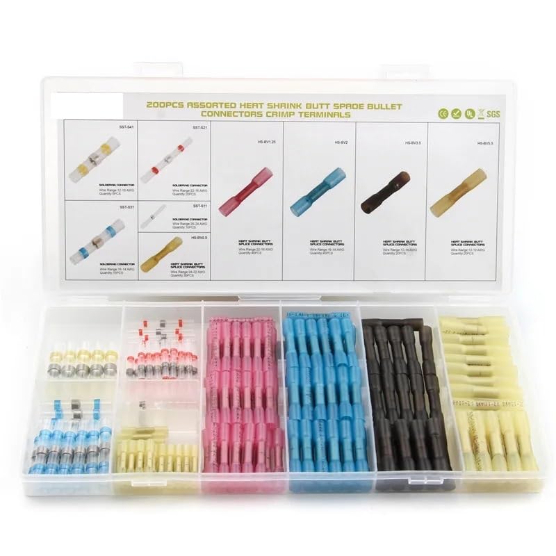 Assortiment de 200 cosses thermorétractables à , isolées et étanches