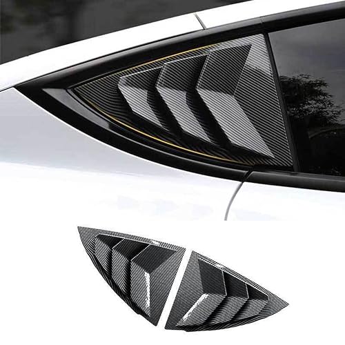 Rear Side Window Louvers Compatible with Tesla Model Y 2020-2023 Air Vent Scoop Shades Cover Blinds (Carbon Fiber Pattern)