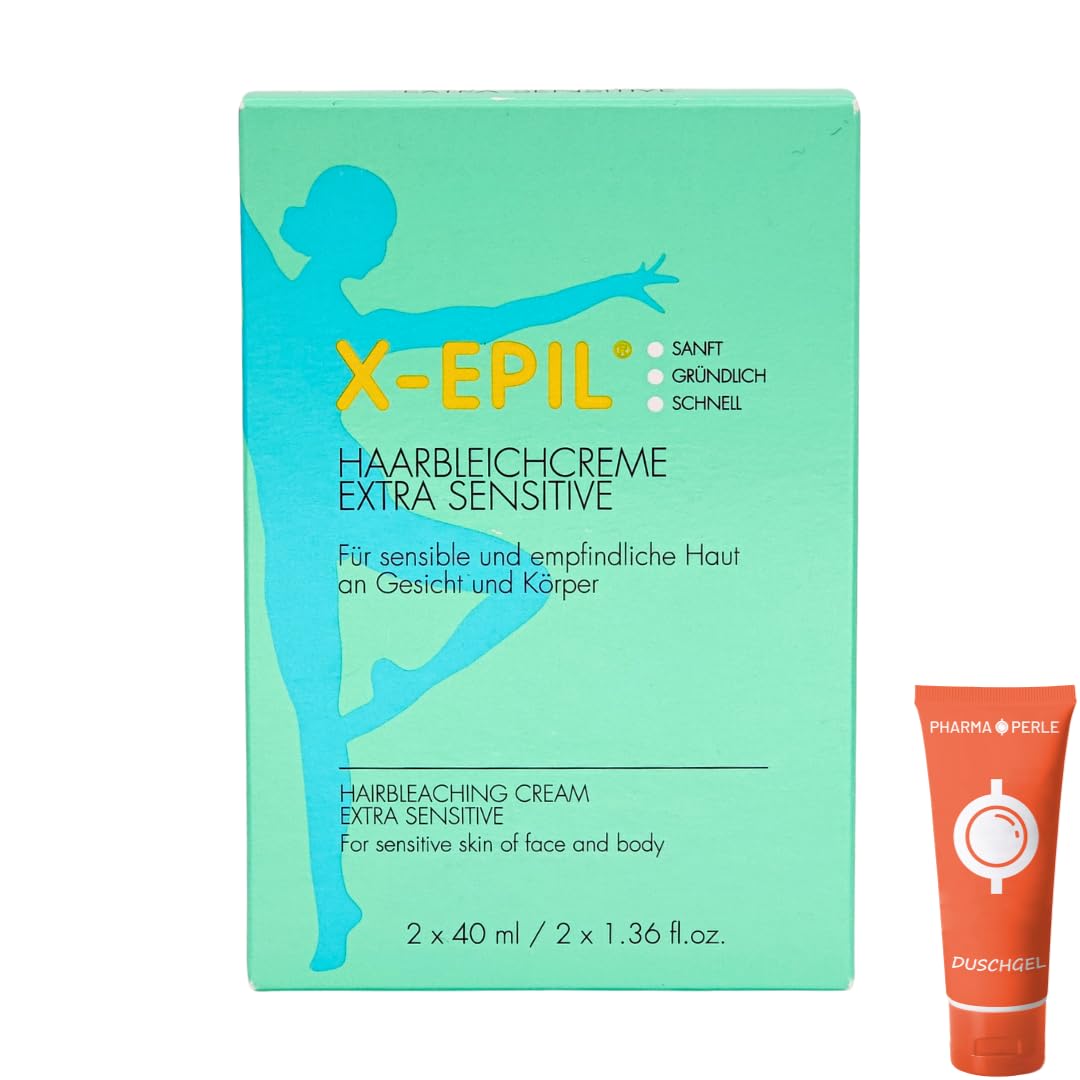 X-Epil Haarbleichcreme Extra Sensitive 2x 40 ml I Für sensible und empflindliche Haut an Gesicht und Körper I Bleichcreme I Haaraufhellung I Sanft, gründlich, schnell I Spar-Set plus give-away 1er Set