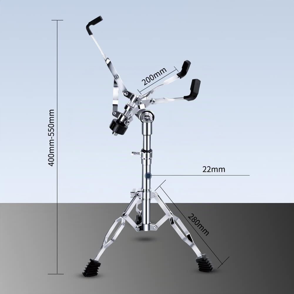 Support de caisse claire réglable pour tambours de 20,3 à 35,6 cm, alliage de haute qualité et chrome
