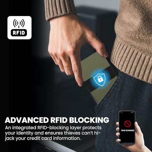 Image of CODE 118 Wallet for Men - Slim Minimalist Aluminum Smart Wallet with RFID Blocking - Compact cash and Credit card holder with Pop Up Ejector (Classic, Military Green)