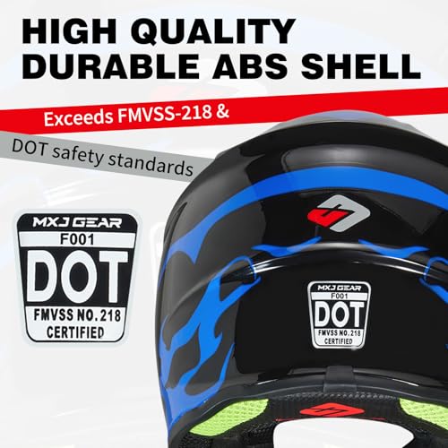 Image of Youth Kids Dirt Bike Helmet for Boys & Girls,F001 Full Face Motorcycle Helmet for Off-Road ATV Street Riding Four Wheeler Mountain Bike with Goggles Gloves,DOT Approved