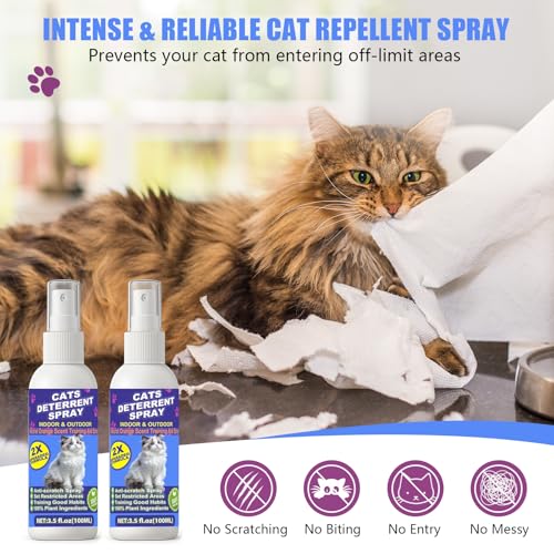 Image of Cat Deterrent Spray 2 Pack, Cat Scratch Deterrent Spray for Furniture Protection, Effective Anti-Scratch & Anti-Marking Training Aid with Natural - Safe & Non-Toxic for Cats and Kittens 7.0 fl.oz
