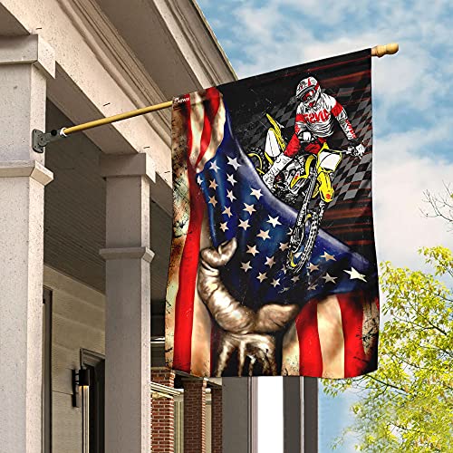 Flags-Motocross Flag QNN120F, House Flag (29.5" x 39.5")-USA House Garden Flags Premium Polyester-Decorative Outdoor Flags