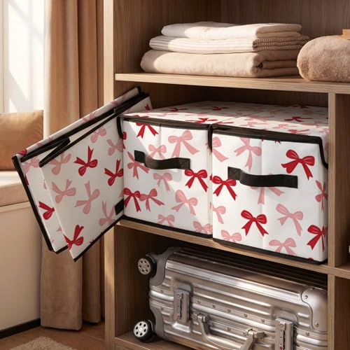Image of Stackable Storage Bins with Lids,Closet Organizers Fabric Box for Home and Office,Blanket Clothes Organizers,Under Bed Storage Containers 3 Pack