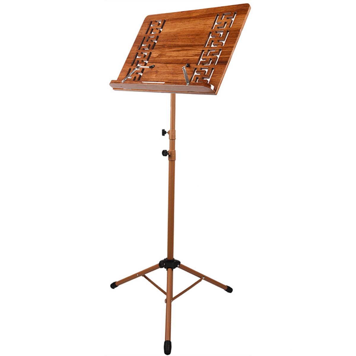 Atril de bambú para partituras, plegable y ajustable en altura con amplia placa de madera para músicos, directores, guitarras, violín, piano, ukelele