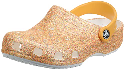Image of Crocs Unisex ClsscGlttrClgK Orange Sorbet Glitter Clog-9 Kids UK (C9) (205441-9BE)
