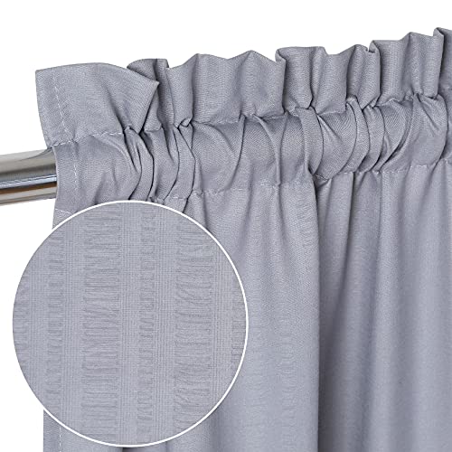 CAROMIO Rideaux de Cuisine Imperméables Rideaux à Niveaux Texturés en Relief Rideaux Courts de Café Petits Demi-Traitement de Fenêtre Rideaux Salle de Bains Salon, 2 x 30 L x 30' L, Gris