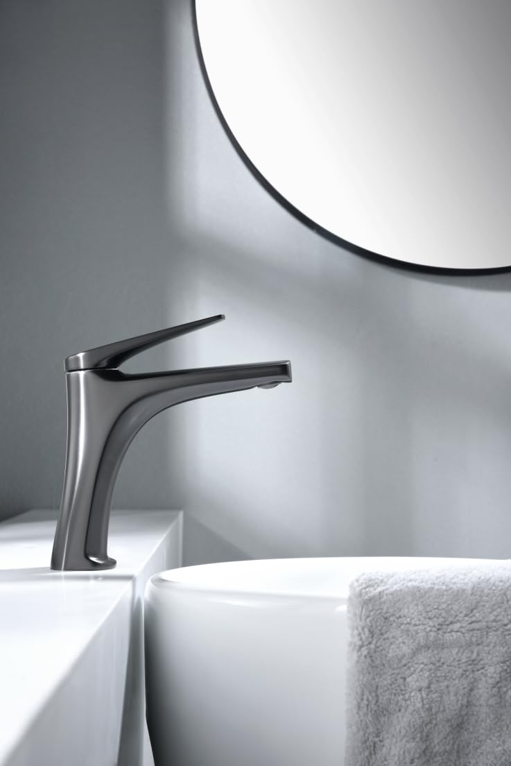 Imex – Delos rubinetto monocomando per lavabo nero metallo canna da fu