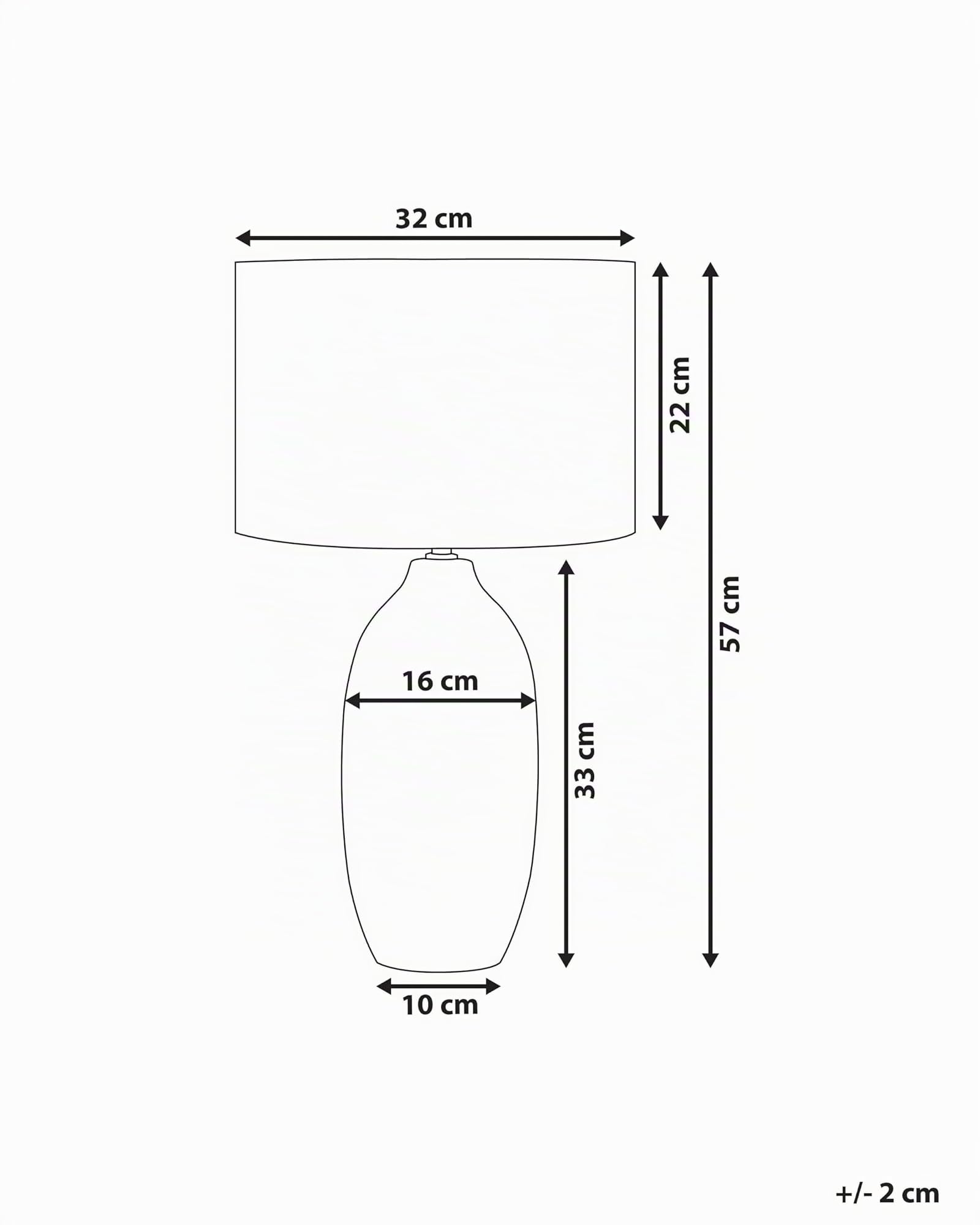 Beliani Lampe de Table à Poser Déco avec Pied en Céramique Beige et Abat-jour Classique en Tissu E27 Max 40W Éclairage pour Salon Classique