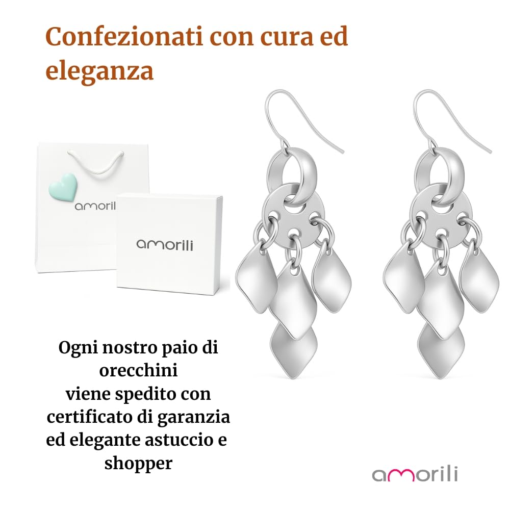 Orecchini Donna Pendenti a Petali in Acciaio Inox – Leggeri ed Eleganti, Antiallergici, Design Floreale, Idea Regalo per Donna e Ragazza occ0209b