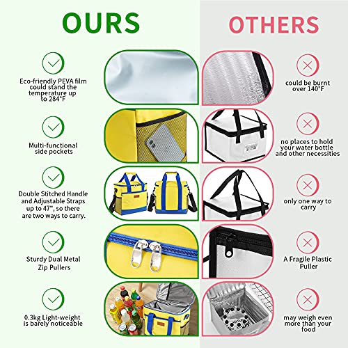 Iknoe Large Cooler Bag Collapsible 24 Can Insulated Bags Leakproof Lunch Cooler Tote With Multi-Pockets For Adult Insulated Lunch Box For Beach, Picnic, Work (Yellow) #TOP4