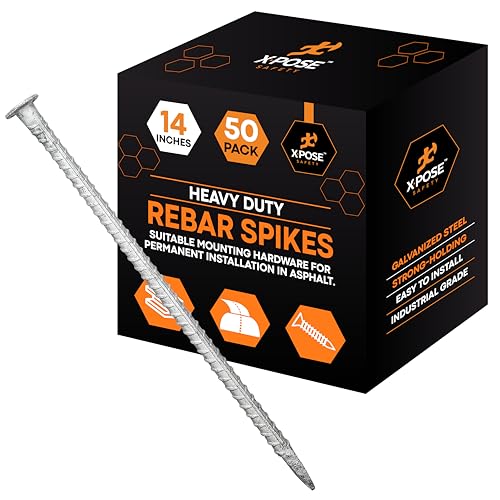 Image of 14 inch Galvanized Rebar Stakes for Parking Stops & Speed Bumps, 50 Pack