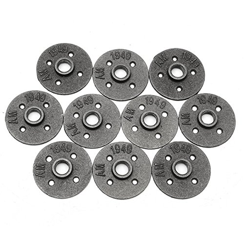 EsportsMJJ 10Pcs 1/2 Pulgadas De Hierro Maleable Piso Brida De Acero Tubería De Hierro Montaje En Pared