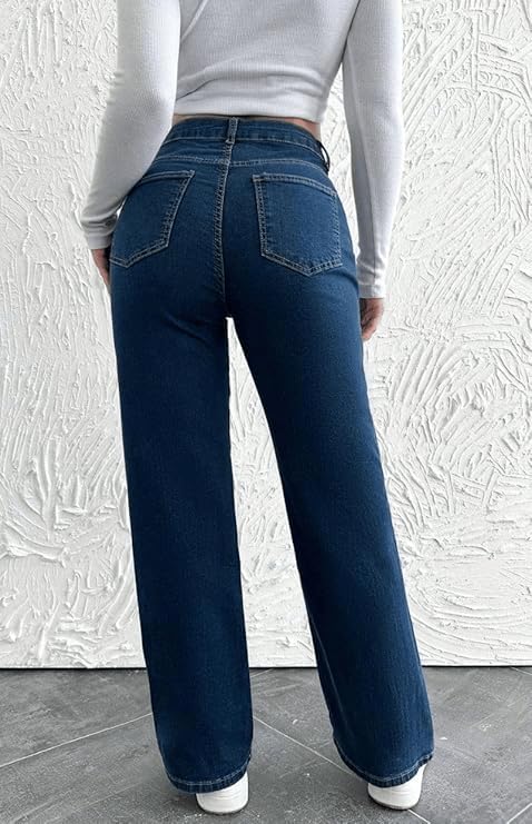 Image of Women's Denim Straight Fit Boyfriend Jeans BLACK-28
