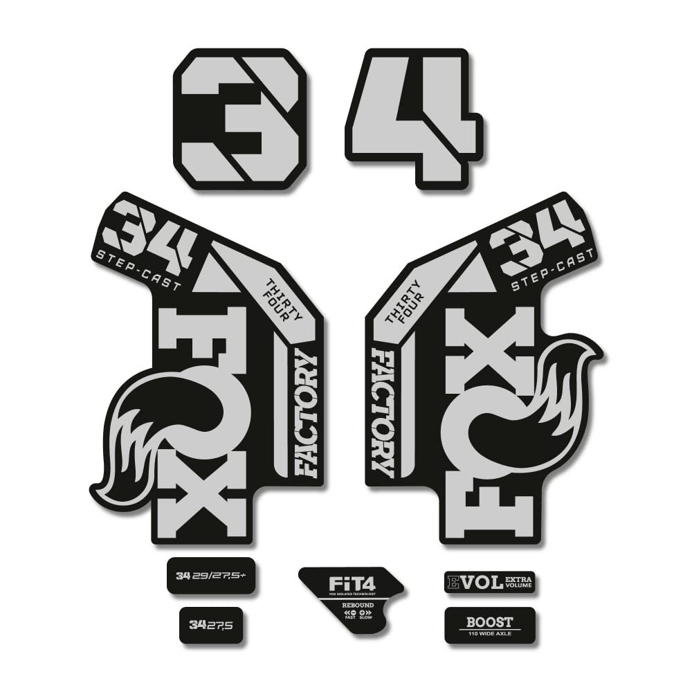 STAR SAM Stickers Compatible with Fox 34 Factory Step Cast 2022 Metallic Silver 1 cm