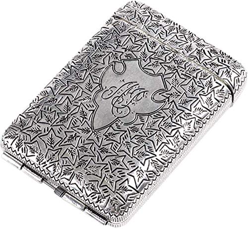 FLJYHJ Cigarette Case, Ultra-Thin European Retro Classical Three Open Alloy Peaky Blinders Carved Cigarette Box for Regular Size Cigarettes Holds 14 Cigarettes Silver