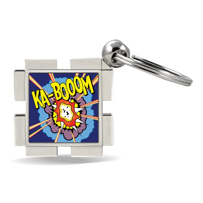Kaboom Pop Art Dual Sided Keychain for Car, Bike, Scooty, House - Personalized Photo Gifts for Her/Him